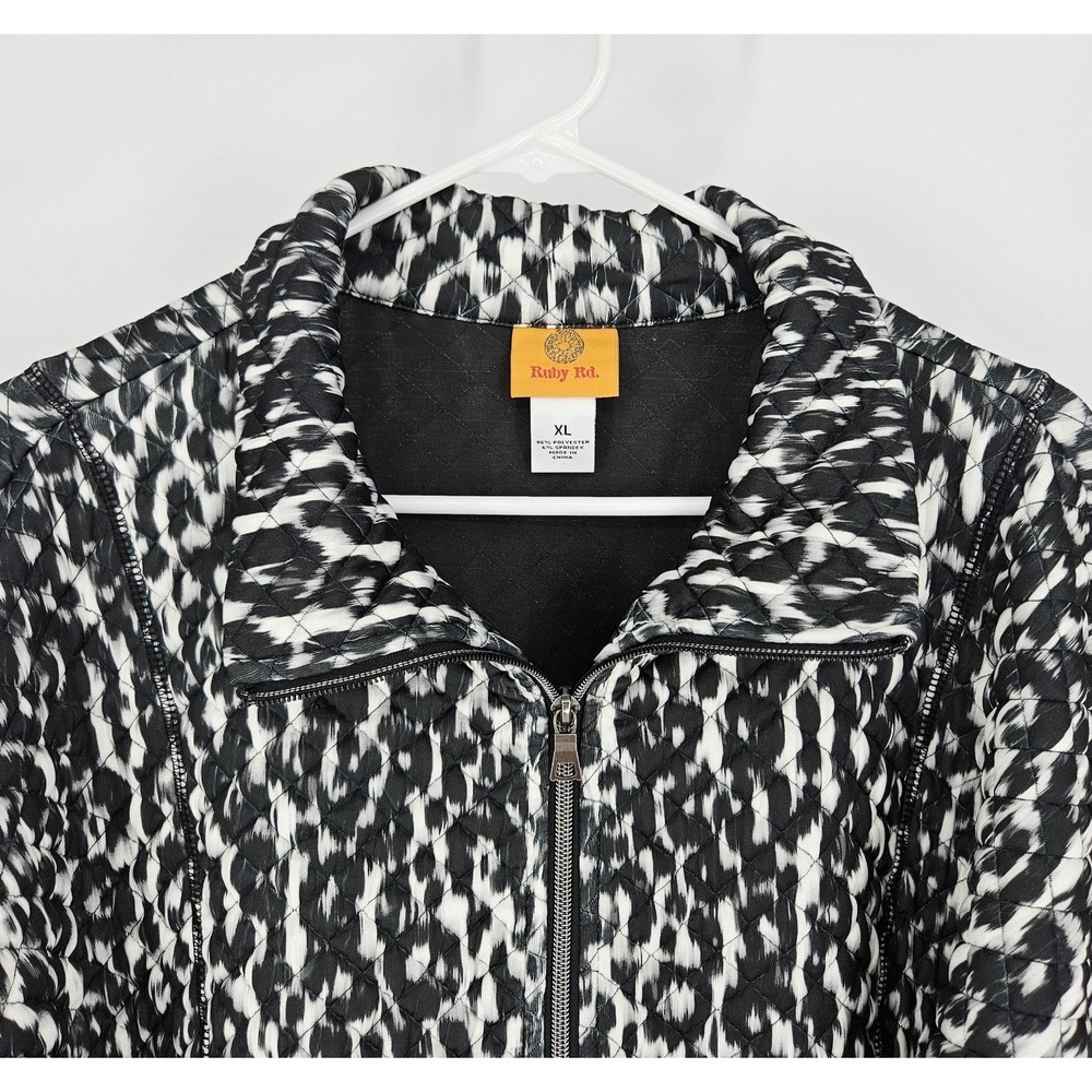 Ruby Rd Leopard Print Quilted Full Zip Jacket Was… - image 3